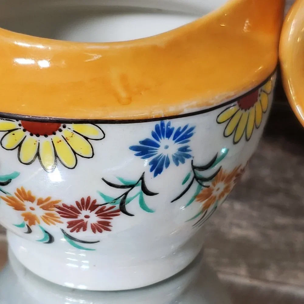 Lusterware Floral Cream & Sugar.  Occupied Japan.